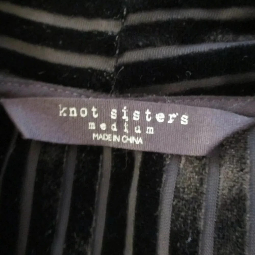 Knot Sisters EUC Velvet & Sheer Striped Black Cardigan Medium - Picture 2 of 14